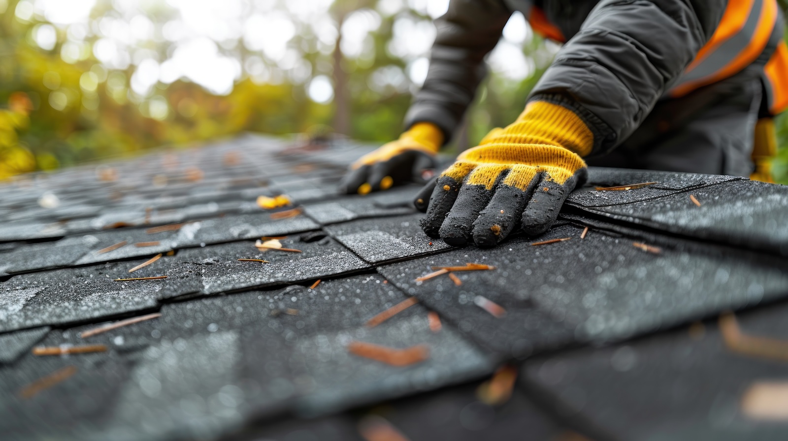 Roofer on Asphalt Roof