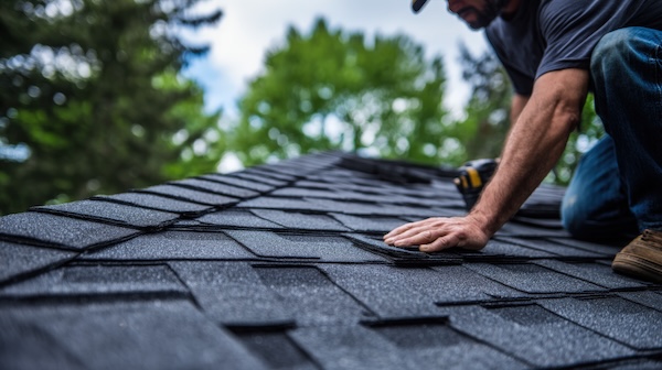 Roofing Contractor Replacing Shingles